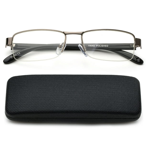 Newbee Fashion Half Frame Rectangle Clear Lens Glasses Slim Modern Look Comfortable Fit with Spring Hinge Semi Frame Newbee Fashion Half Frame Rectangle Clear Lens Glasses Slim Modern Look Comfortable Fit with Spring Hinge Semi Frame